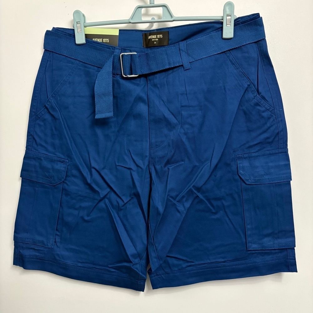 Avenue 1975 Mens Cargo Shorts Navy Size 40 New With Tags Belted Utility Pocket